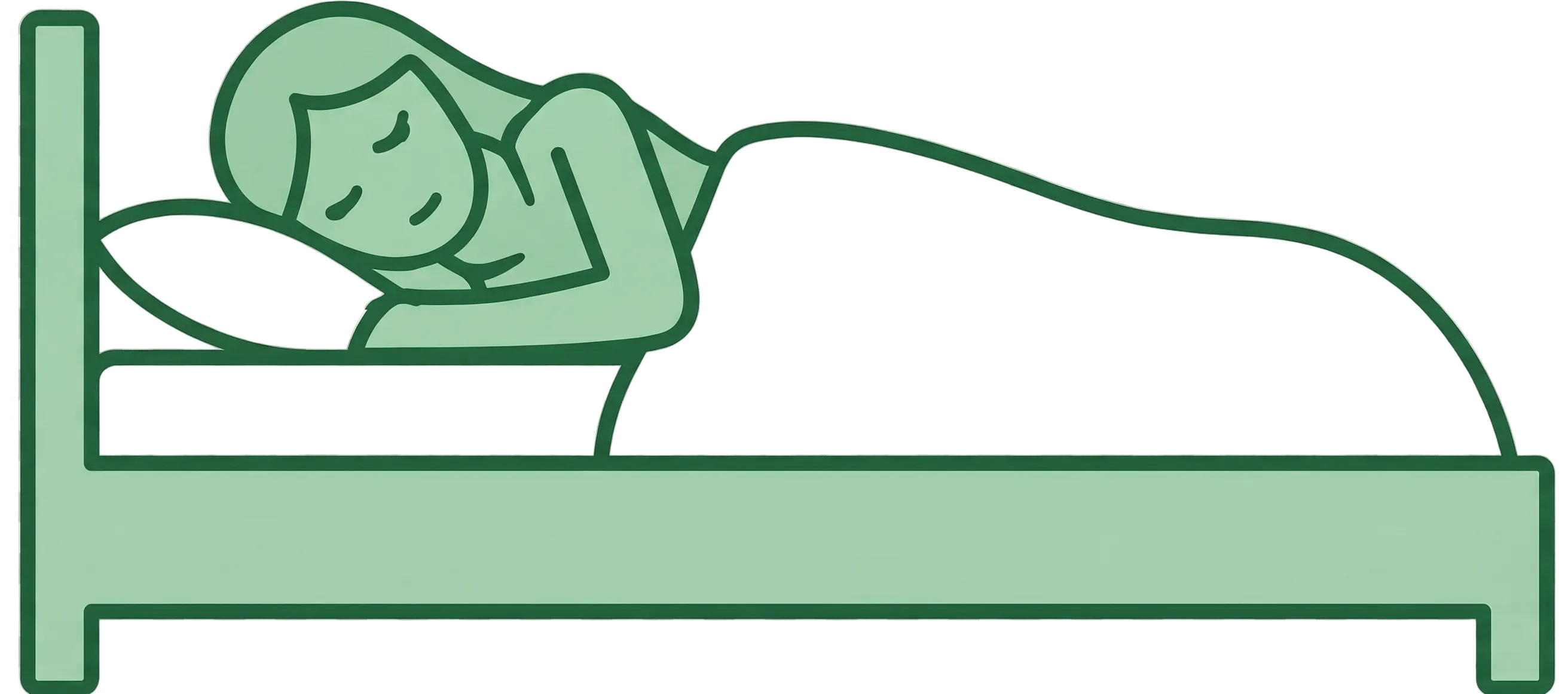 Outline of a person sleeping on a bed with a transparent background