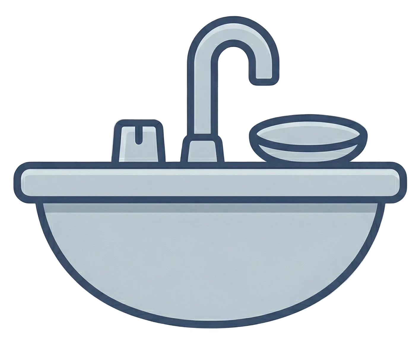 Illustration of a sink with faucet and soap on a transparent background