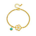 18K Gold Plated Floral Turquoise Bracelet