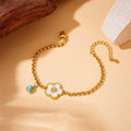 18K Gold Plated Floral Turquoise Bracelet