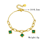 Luxury 18k Gold Plated Adjustable Stone Bracelet for Women (Emerald / Pink)
