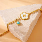 18K Gold Plated Floral Turquoise Bracelet