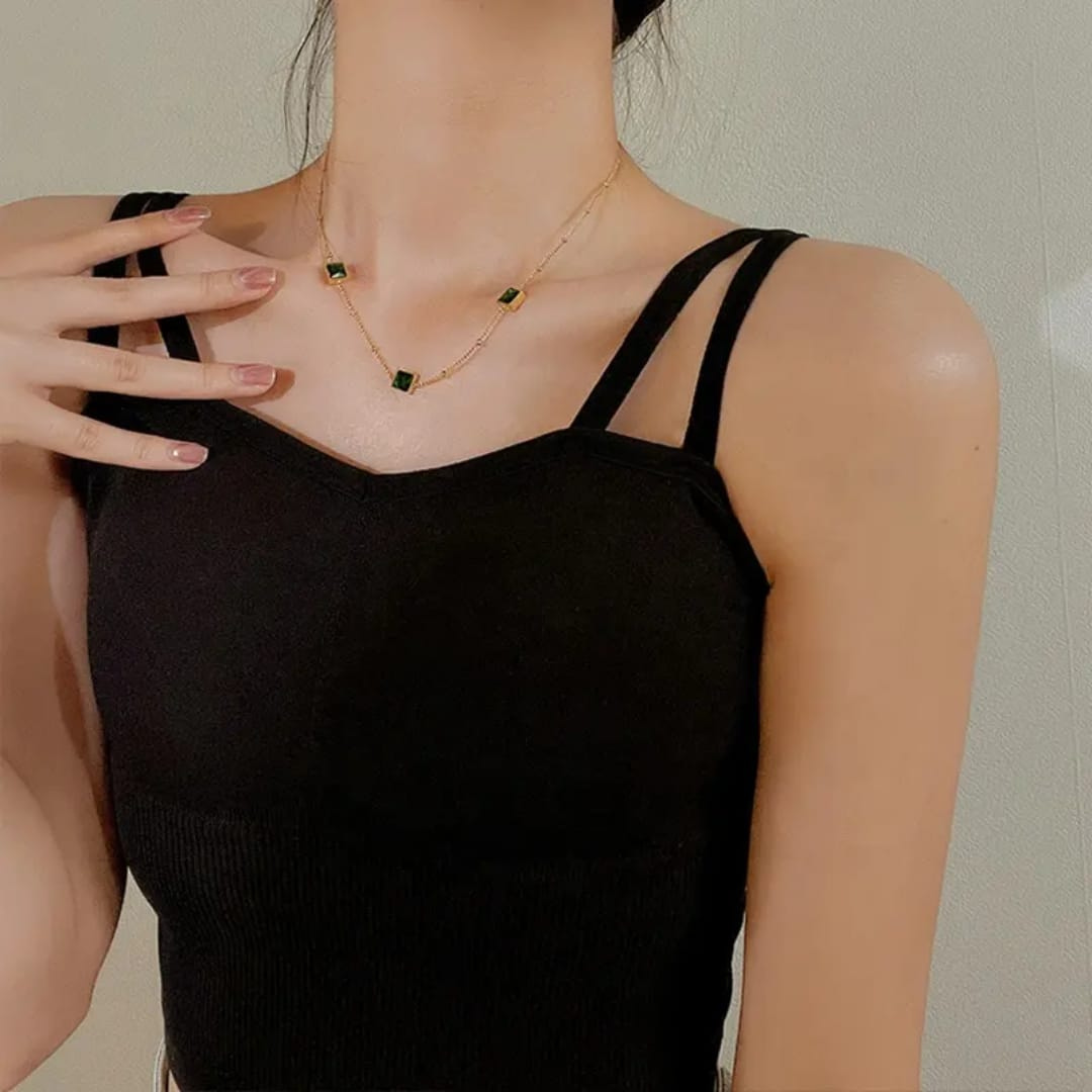 Royal Emerald Stone 18K Gold Plated Necklace