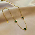 Royal Emerald Stone 18K Gold Plated Necklace