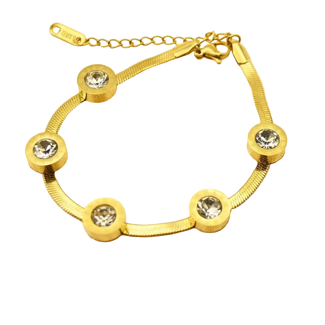 Premium Gold Plated Crystal Chain Bracelet