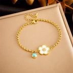 18K Gold Plated Floral Turquoise Bracelet