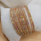 Royal Spark 12-Piece Stone Bangle Set – Silver & Champagne for Women