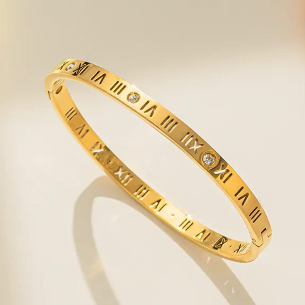 18K Gold Plated Number Bracelet – Engraved Numeric Bracelet