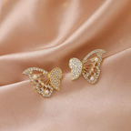 18K Gold Plated Butterfly Crystal Earrings – Dainty Sparkling Studs for Women