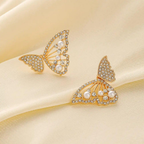 18K Gold Plated Butterfly Crystal Earrings – Dainty Sparkling Studs for Women