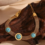 Oceanic Bliss 18K Gold Plated Chain Bracelet – Adjustable Luxury Jewelry for Women