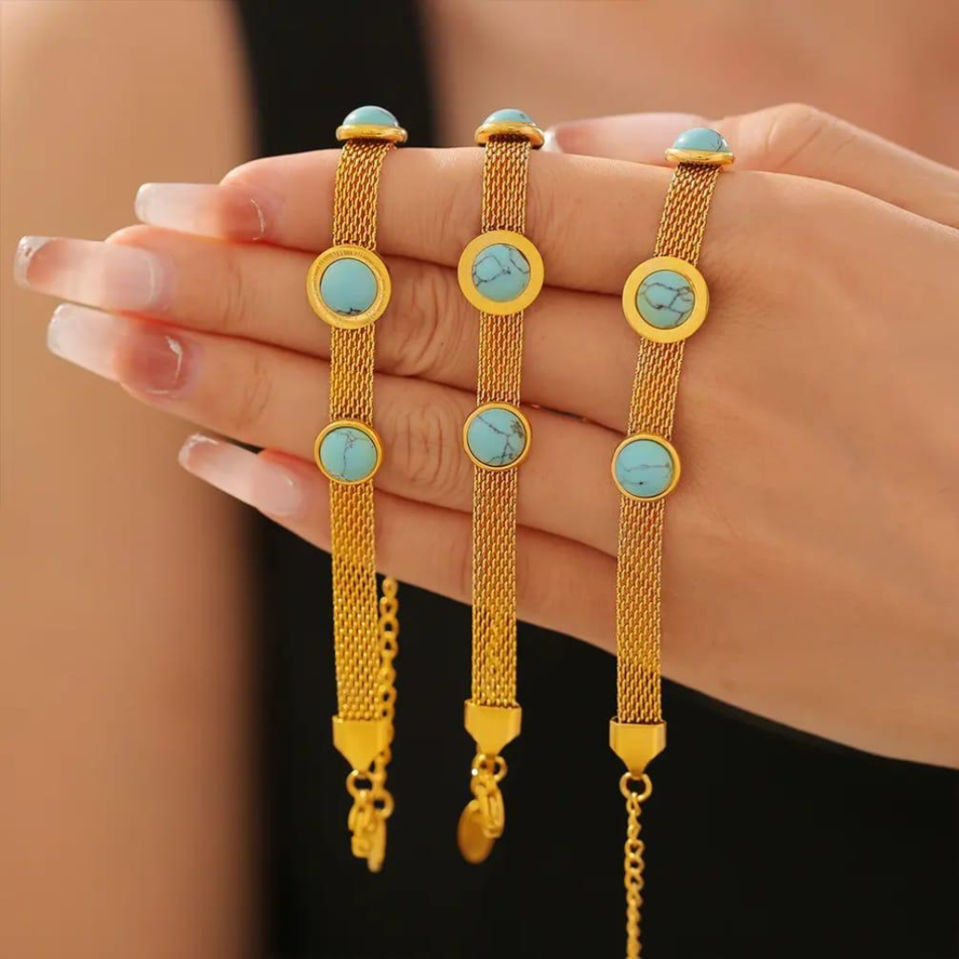 Oceanic Bliss 18K Gold Plated Chain Bracelet – Adjustable Luxury Jewelry for Women