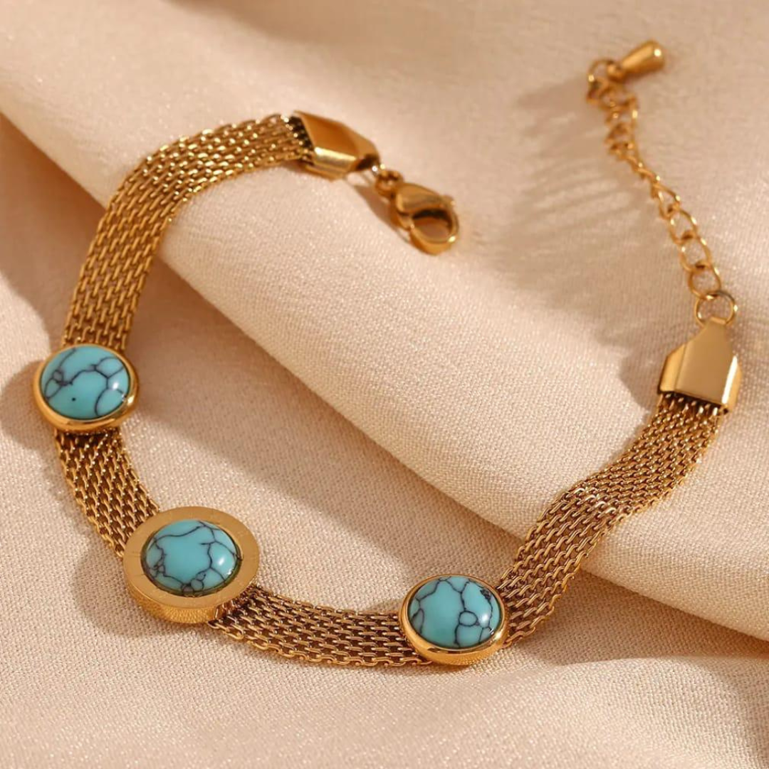 Oceanic Bliss 18K Gold Plated Chain Bracelet – Adjustable Luxury Jewelry for Women