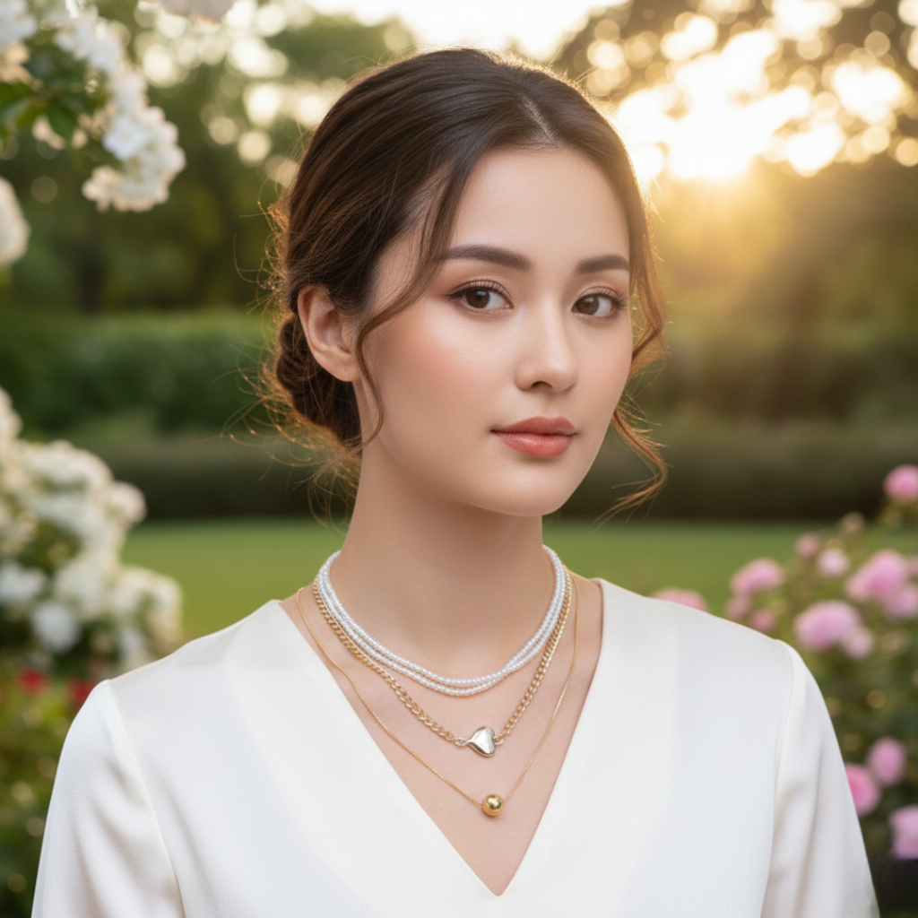 Infinity 18K Gold Plated Layered Necklace – Multi-Strand Pendant Necklace for Women