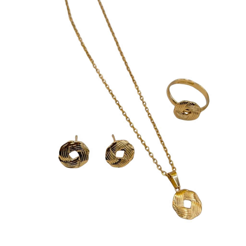 Orabella 18K Gold Plated Jewelry Set – Ring, Earrings & Necklace for Women