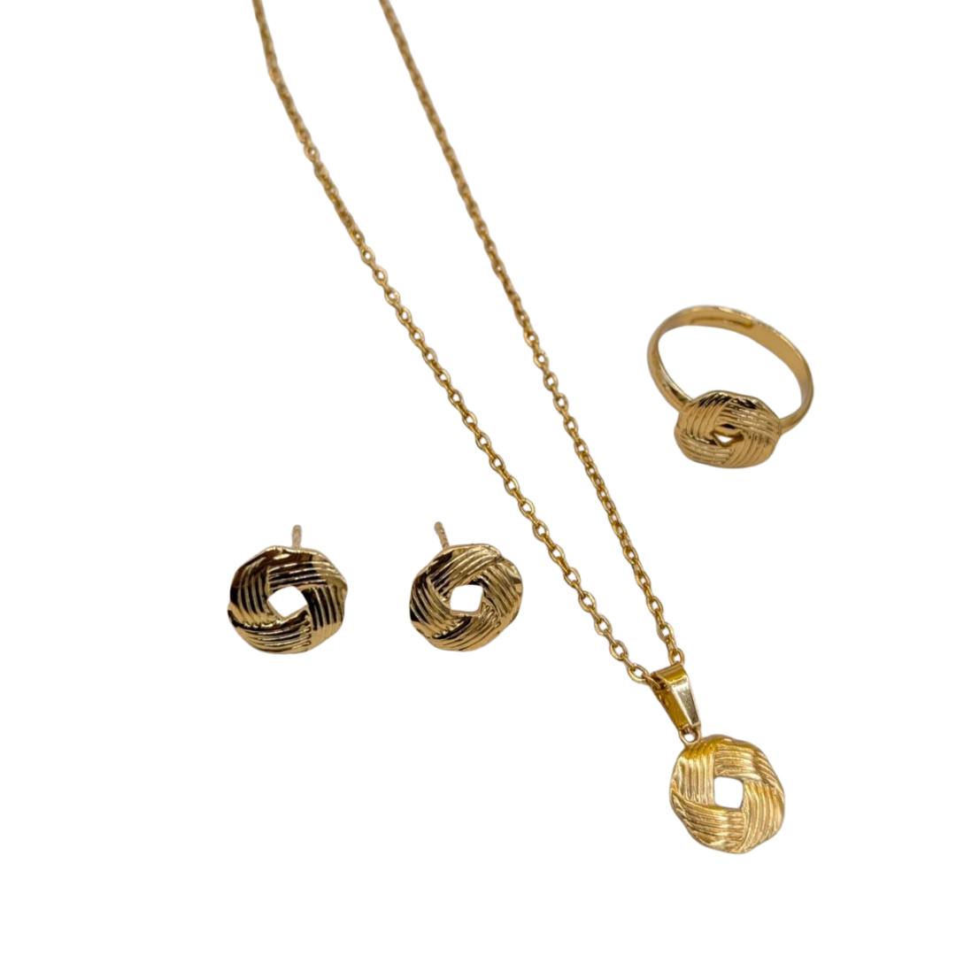 Orabella 18K Gold Plated Jewelry Set – Ring, Earrings & Necklace for Women