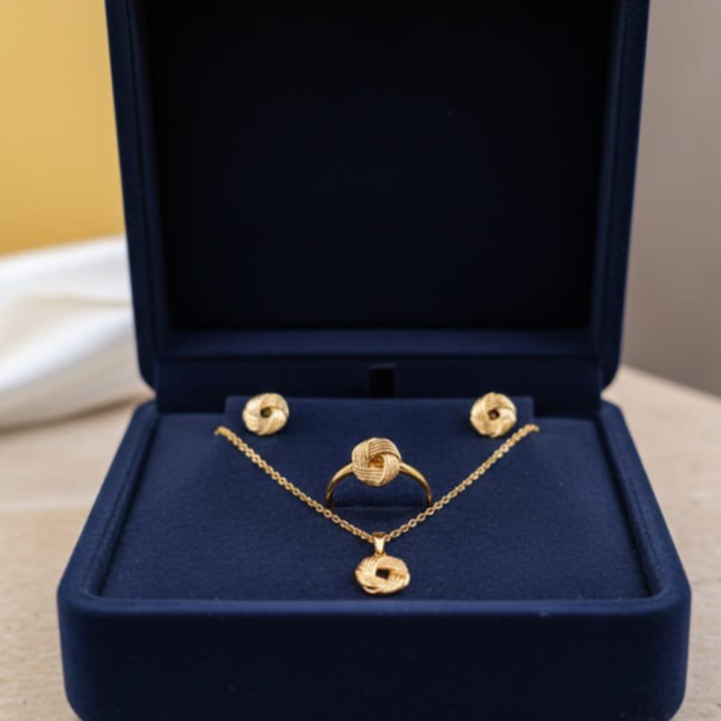 Orabella 18K Gold Plated Jewelry Set – Ring, Earrings & Necklace for Women