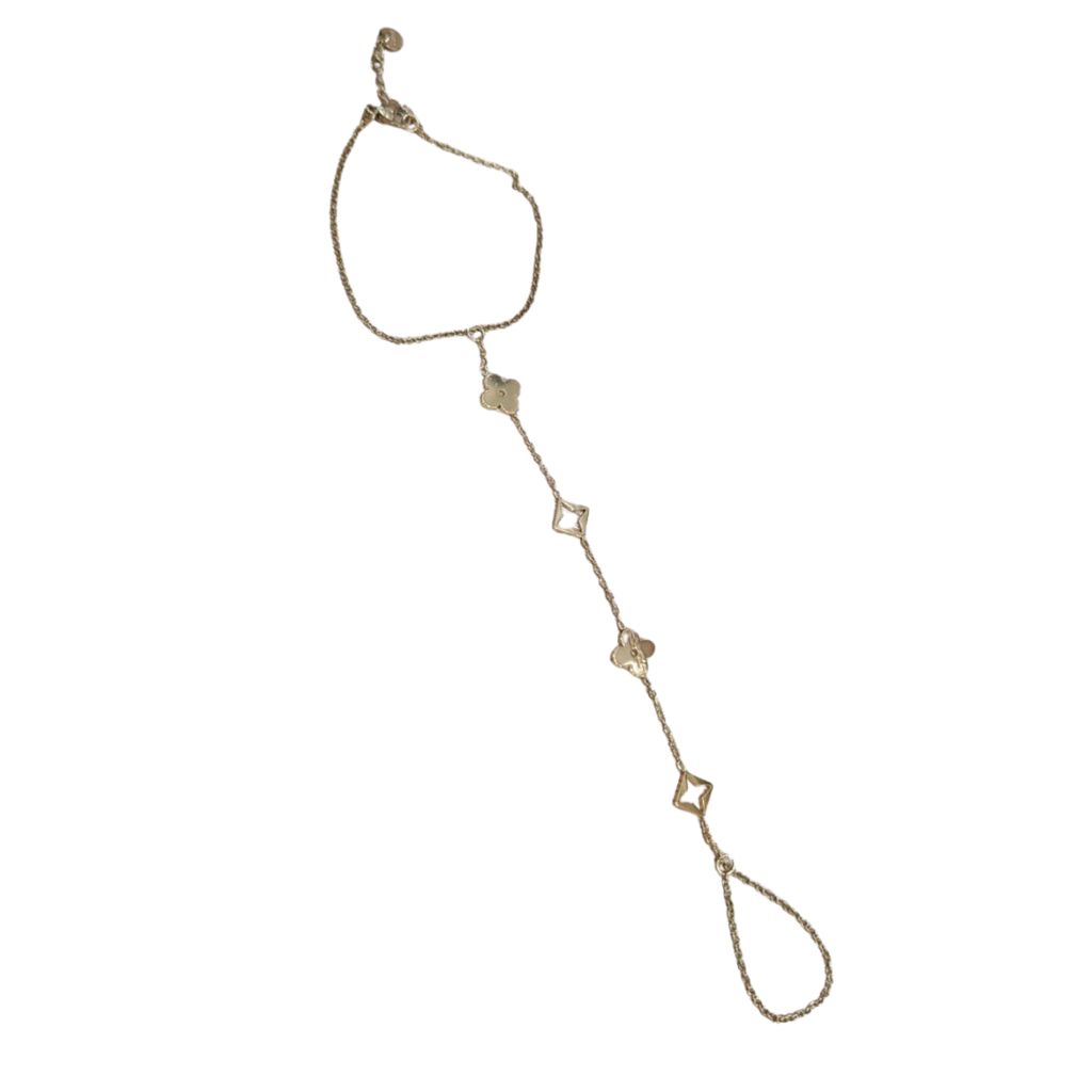 Seraphina Statement 18k Gold Plated Bracelet with Chain Ring