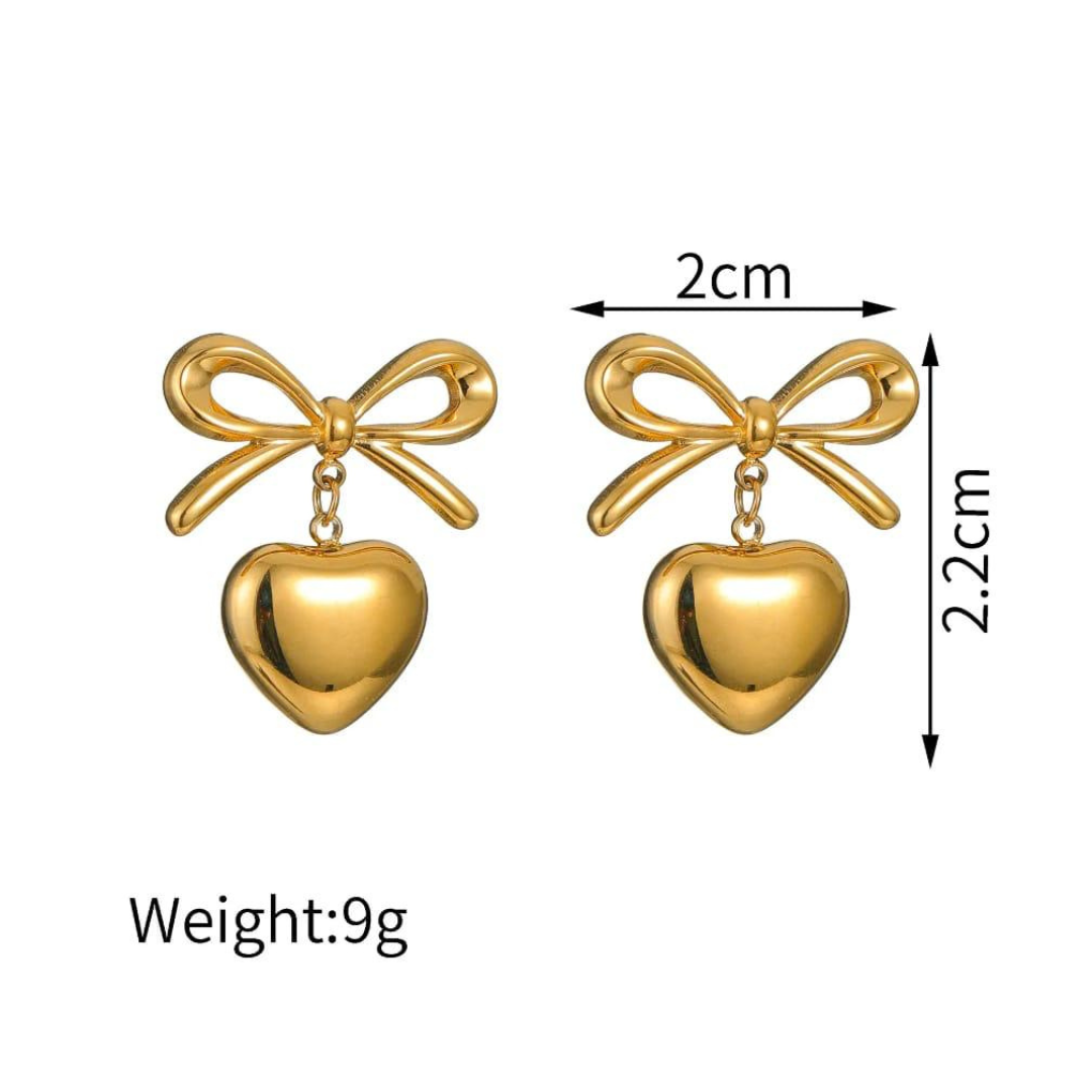 18K Gold Plated Sweetheart Bow Earrings