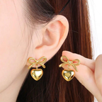 18K Gold Plated Sweetheart Bow Earrings