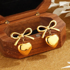 18K Gold Plated Sweetheart Bow Earrings