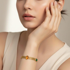 Statement Tricolor Stone 18K Gold Bracelet