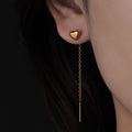 18K Gold Plated Long Gold Heart Drop Earrings