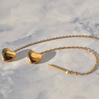 18K Gold Plated Long Gold Heart Drop Earrings