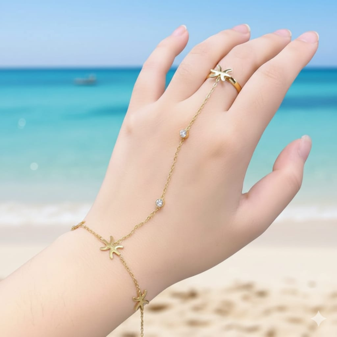 Chic 18K Gold Plated Finger Chain Bracelet