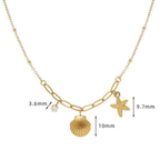 Summer Beach 18K Gold Plated Charm Necklace