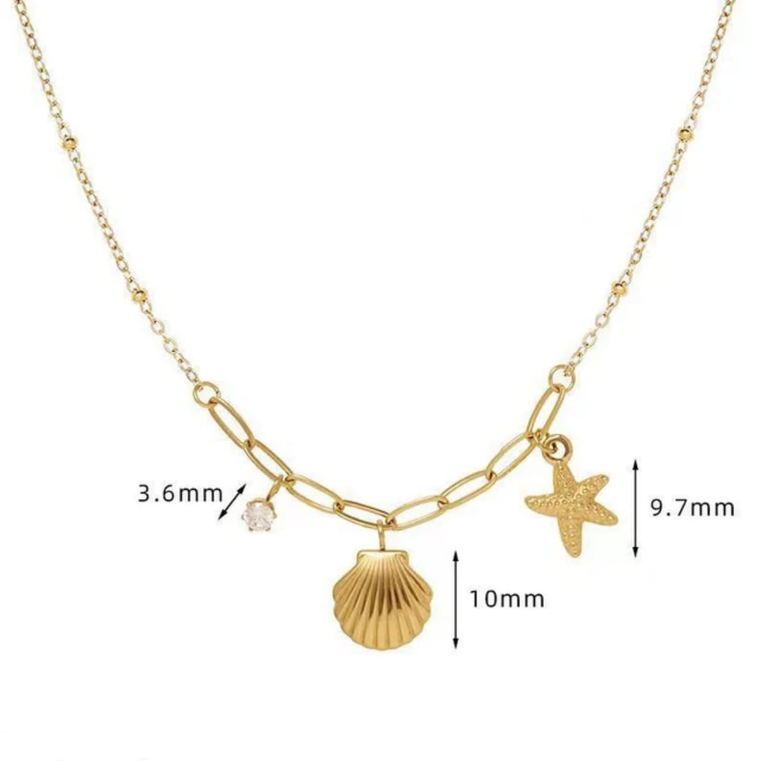 Summer Beach 18K Gold Plated Charm Necklace