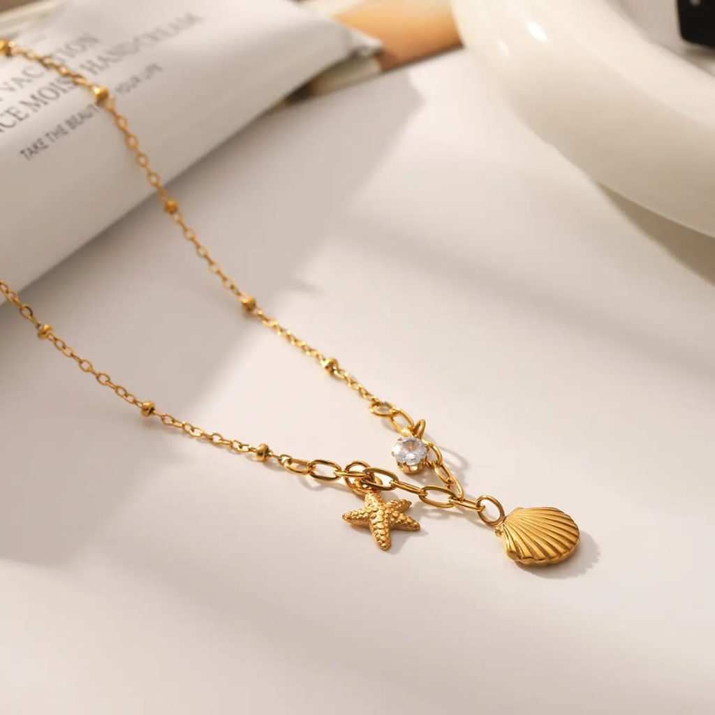 Summer Beach 18K Gold Plated Charm Necklace