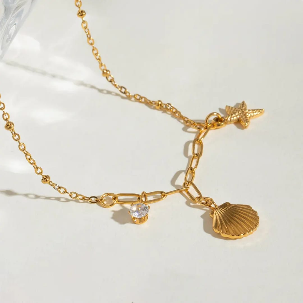 Summer Beach 18K Gold Plated Charm Necklace