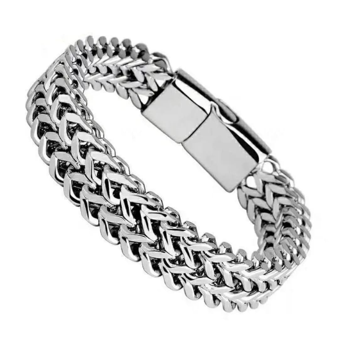 Heavy Cuban Link Men’s Bracelet – Chunky Chain Style (Silver)