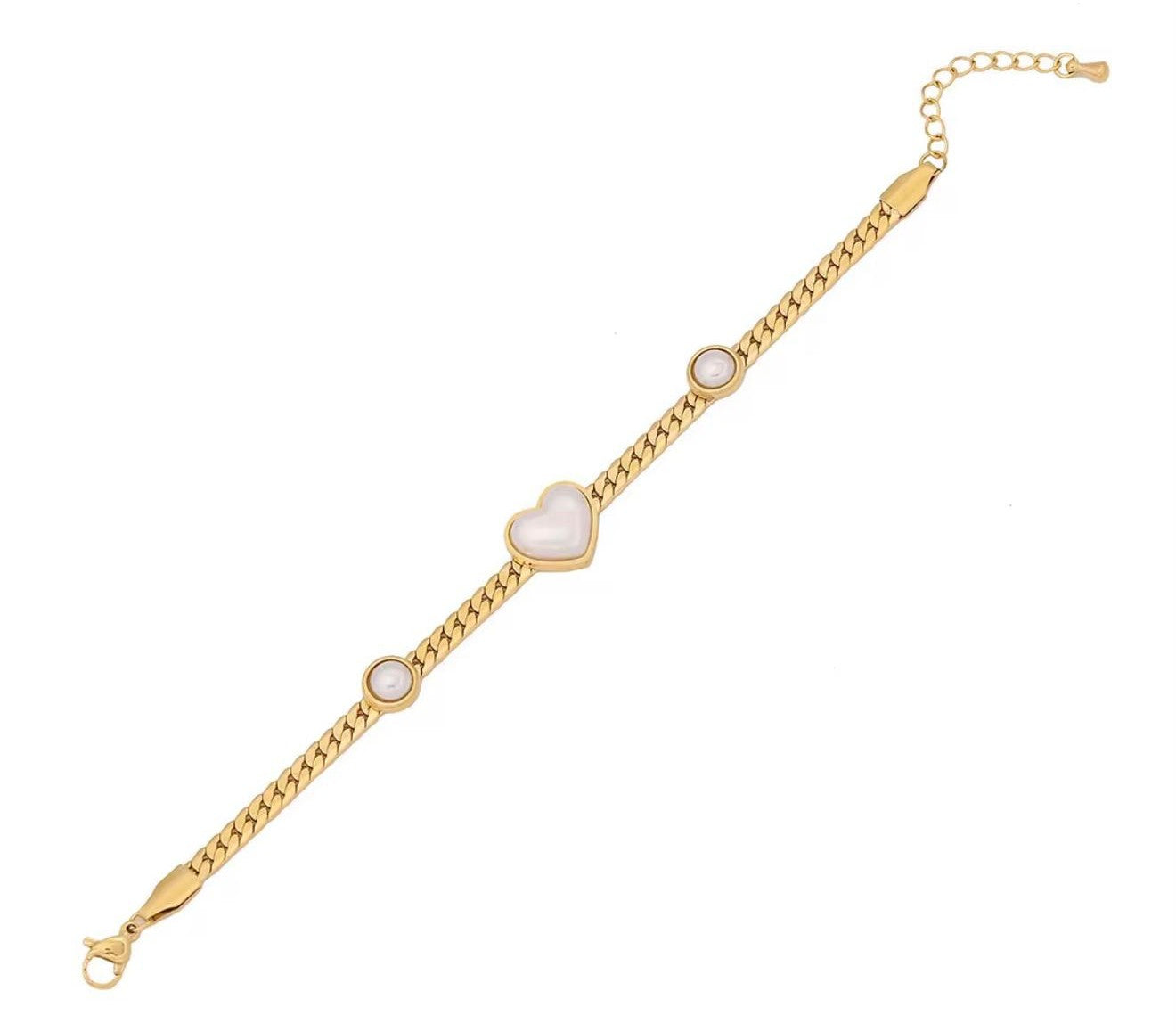 Amour 18k gold plated heart stone bracelet