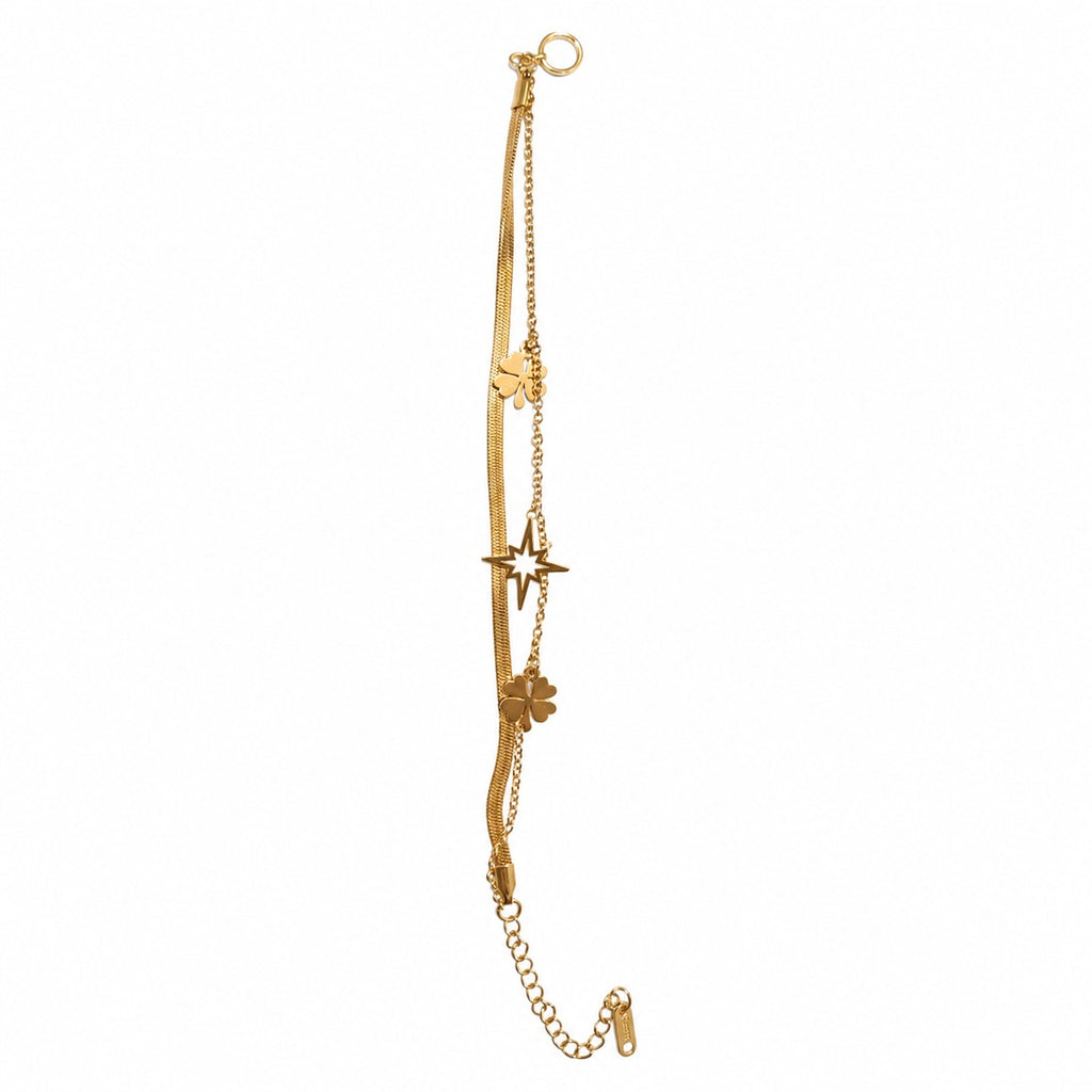 Arabella 18k gold plated dual chain charm bracelet