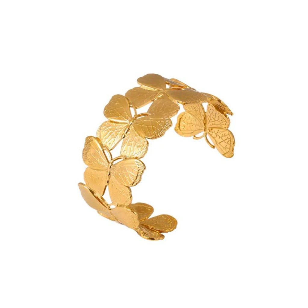Butterfly Garden Open Cuff 18K Gold Plated Bracelet