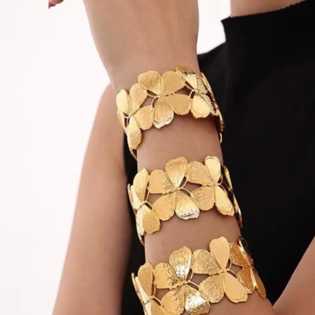 Butterfly Garden Open Cuff 18K Gold Plated Bracelet