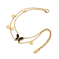 Butterfly charm 18k gold plated dual chain anklet