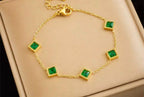 Esmeralda 18k gold plated green stone bracelet