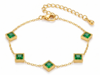 Esmeralda 18k gold plated green stone bracelet