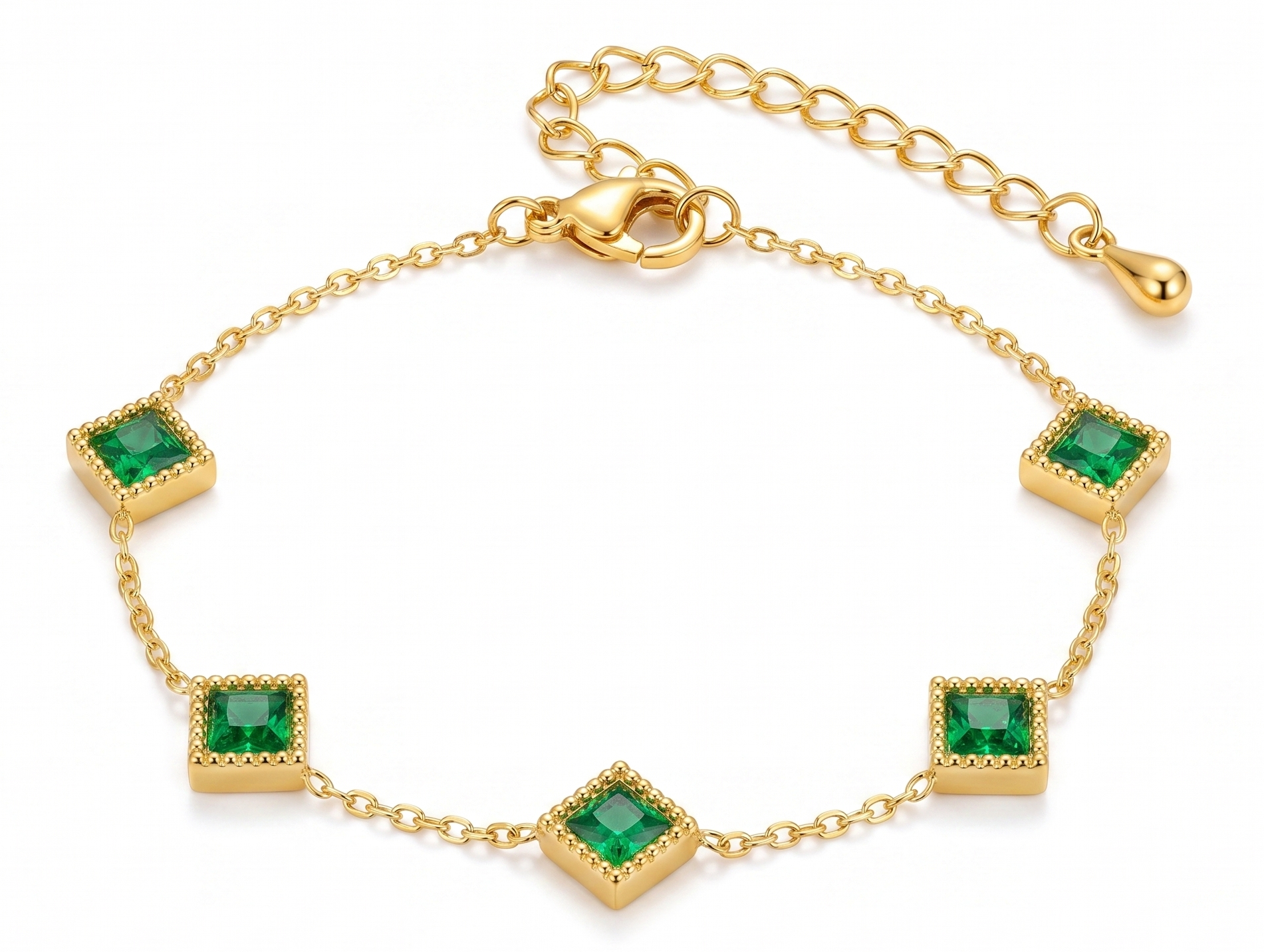 Esmeralda 18k gold plated green stone bracelet