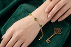 Esmeralda 18k gold plated green stone bracelet