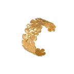 Floral Engraved Open Cuff 18K Gold Plated Bracelet