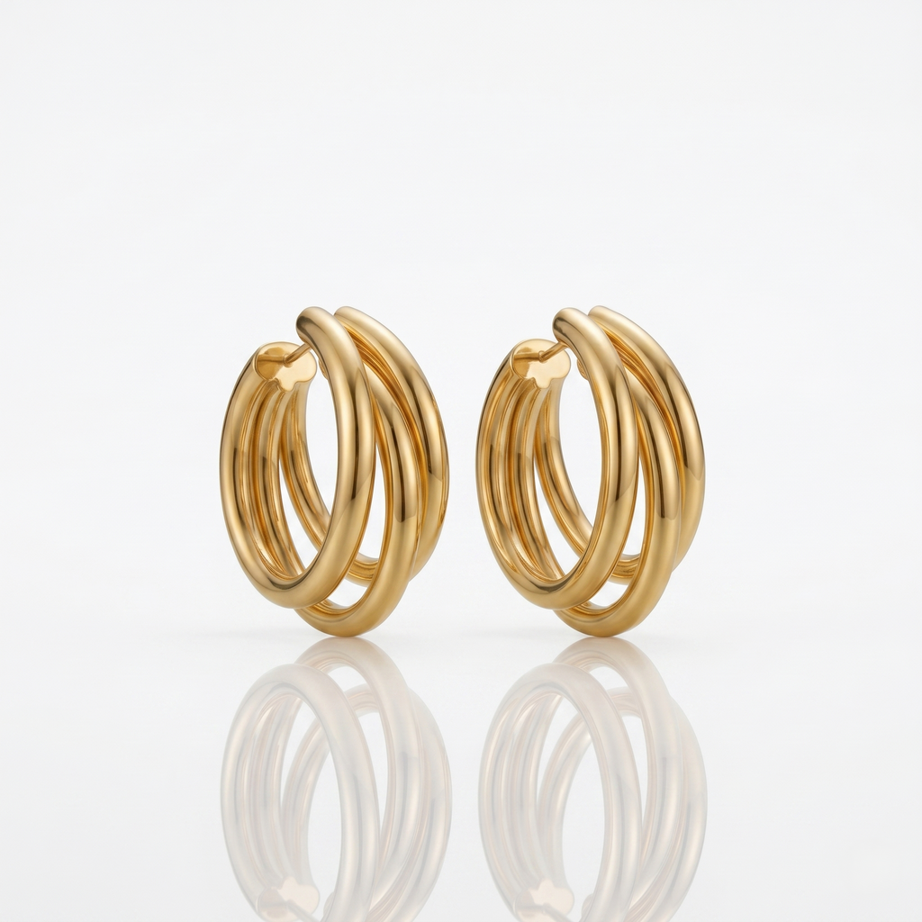 Forever Link 18k Gold Plated Gold Hoop Earrings