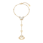 Golden flutter chain ring 18k gold plated bracelet
