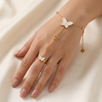 Golden flutter chain ring 18k gold plated bracelet