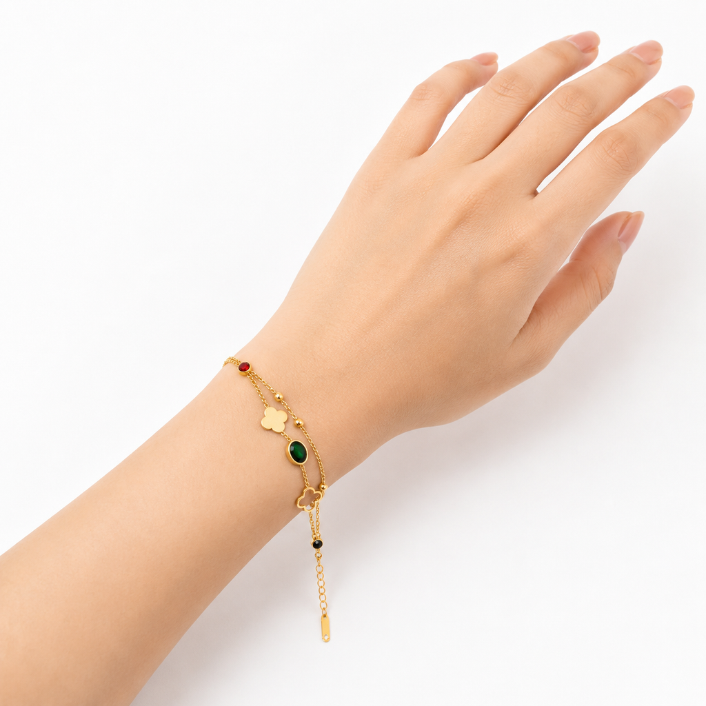 Layered shine 18k gold plated bracelet
