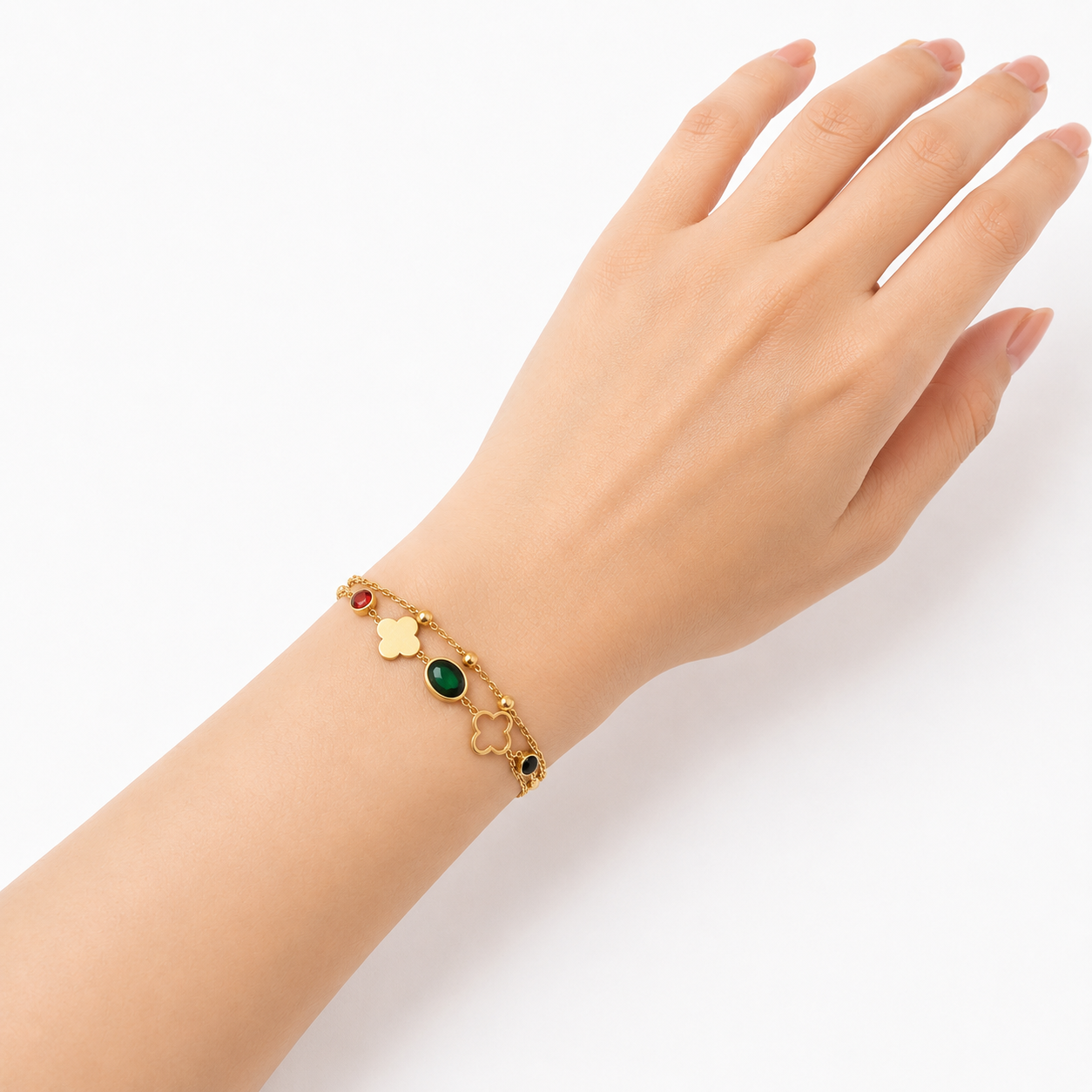 Layered shine 18k gold plated bracelet