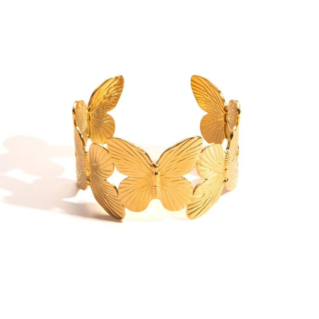 Noir Mystique 18K Gold Plated Open Cuff Bracelet